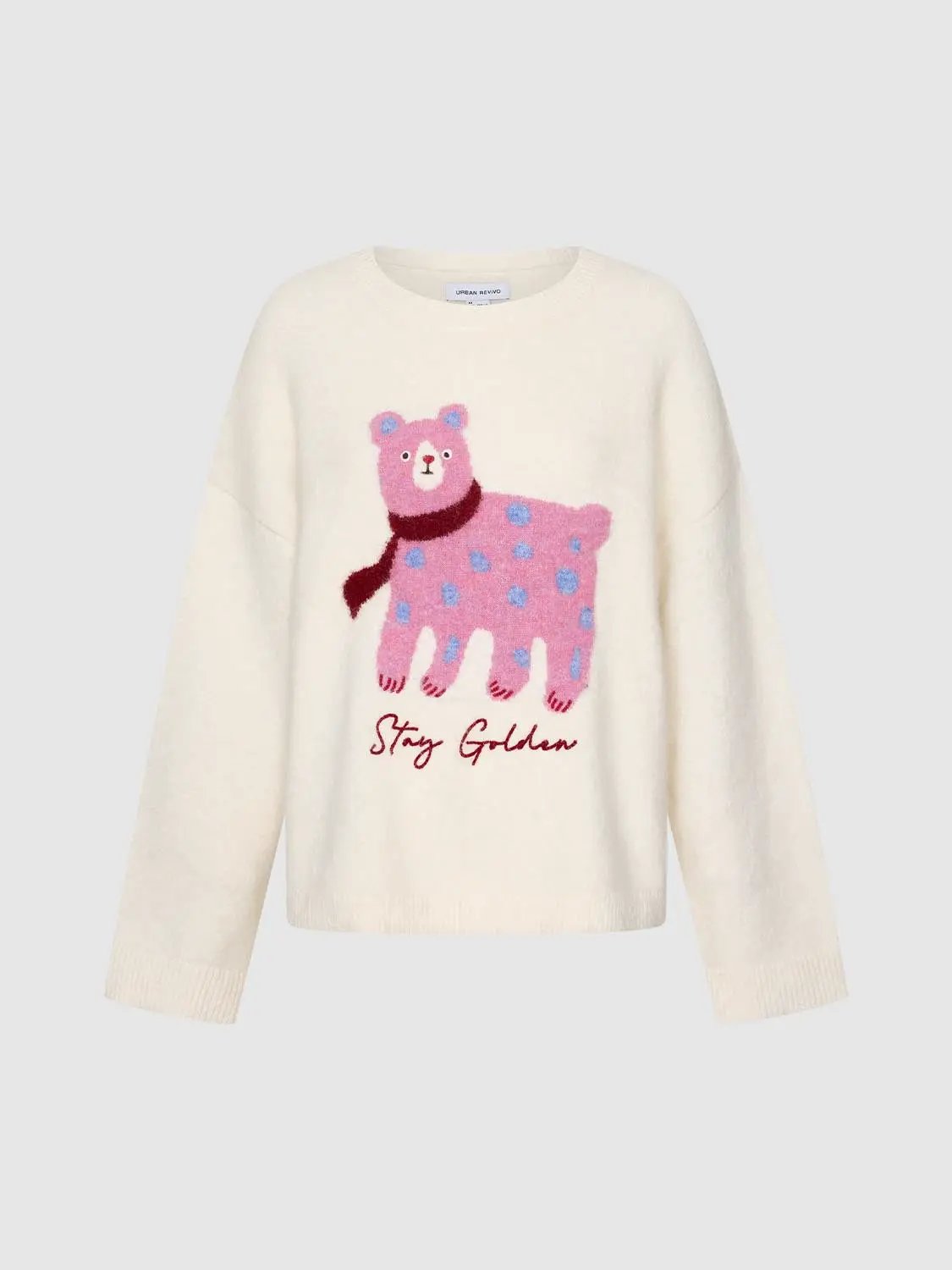 Graphic Bear Crew Neck Long Sleeve Sweater