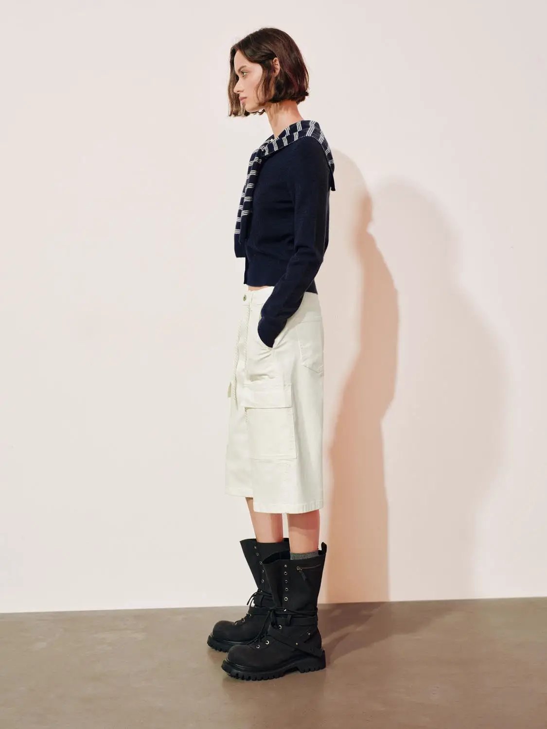 Knit Striped Shawl Button Front Long Sleeve Cardigan