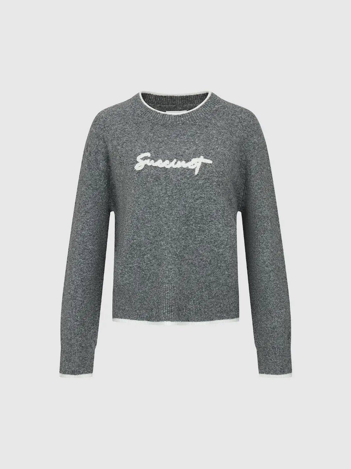 Text Logo Crew Neck Long Sleeve Knit Sweater