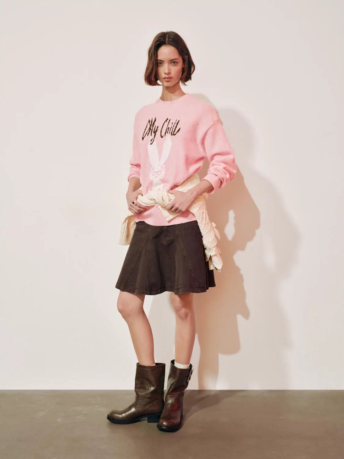 Knit Graphic Print Long Sleeve Crew Neck Sweater
