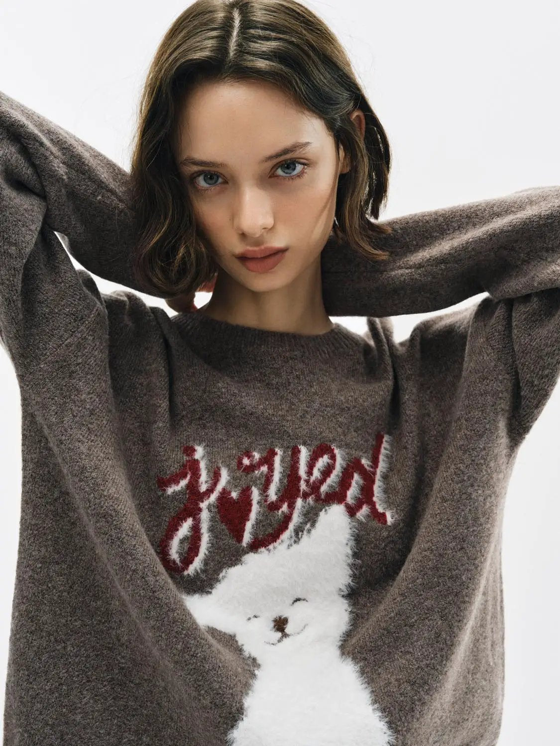 Animal Graphic Oversized Crew Neck Long Sleeve Sweater