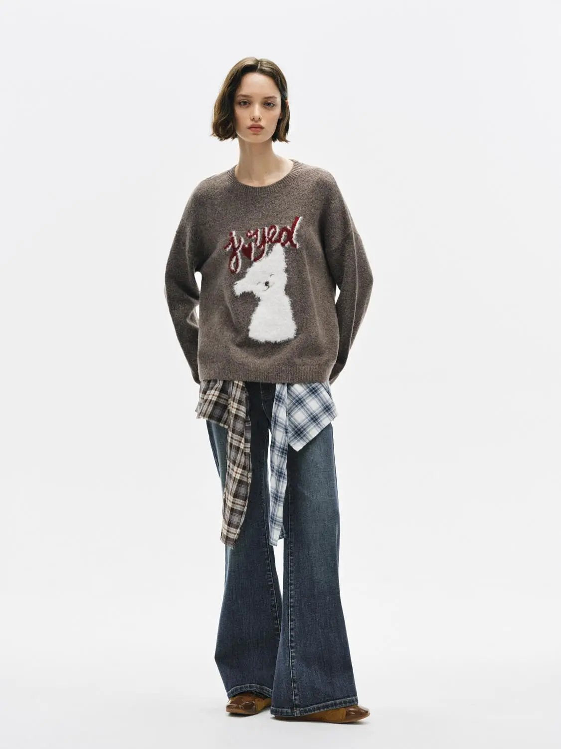 Animal Graphic Oversized Crew Neck Long Sleeve Sweater