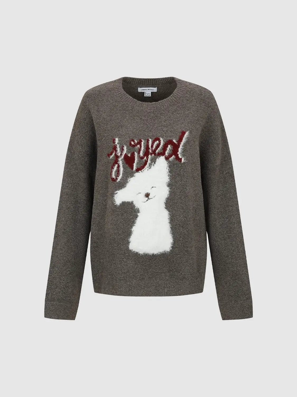 Animal Graphic Oversized Crew Neck Long Sleeve Sweater