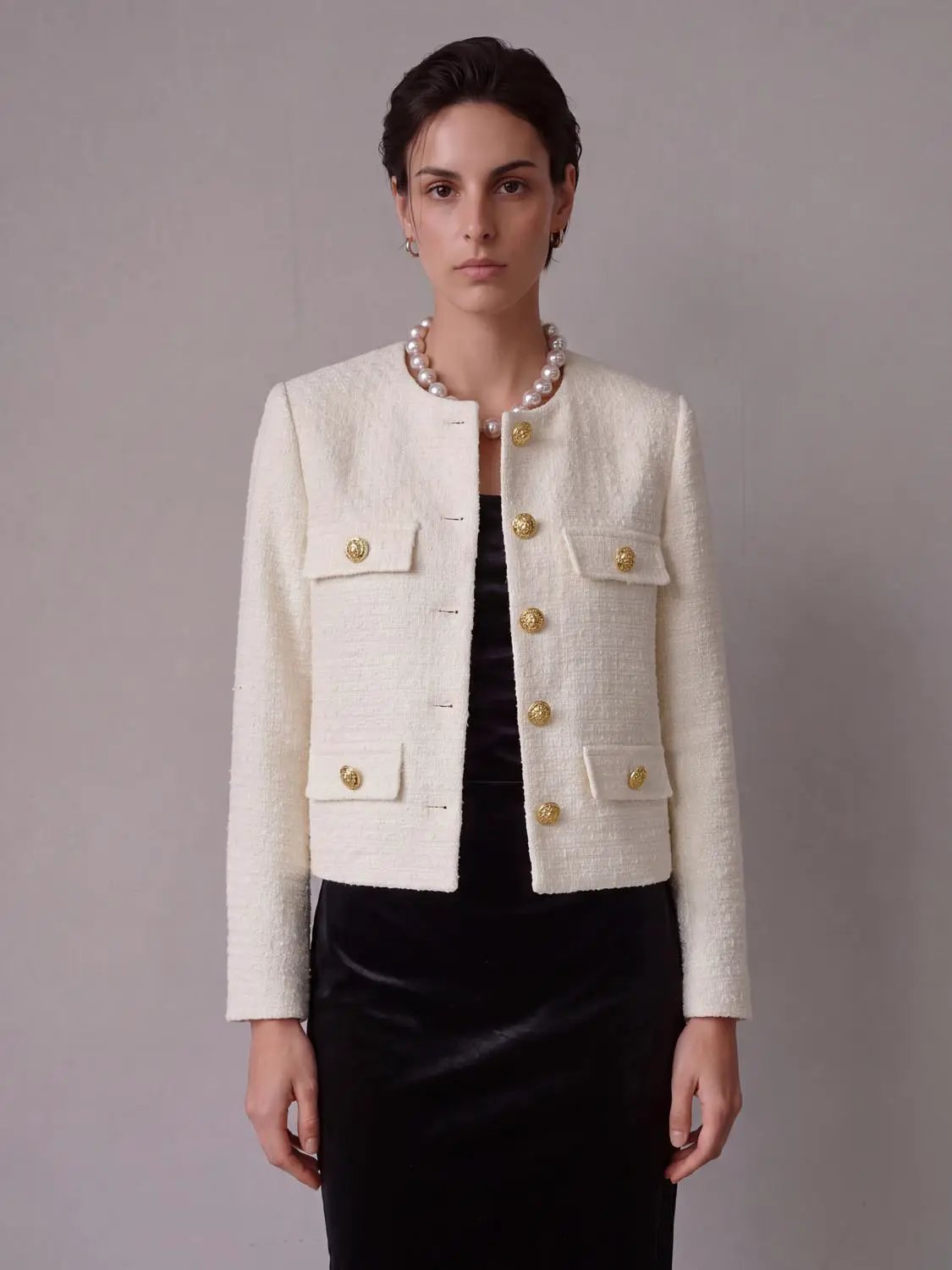 Multi-Pocket Tweed Jacket