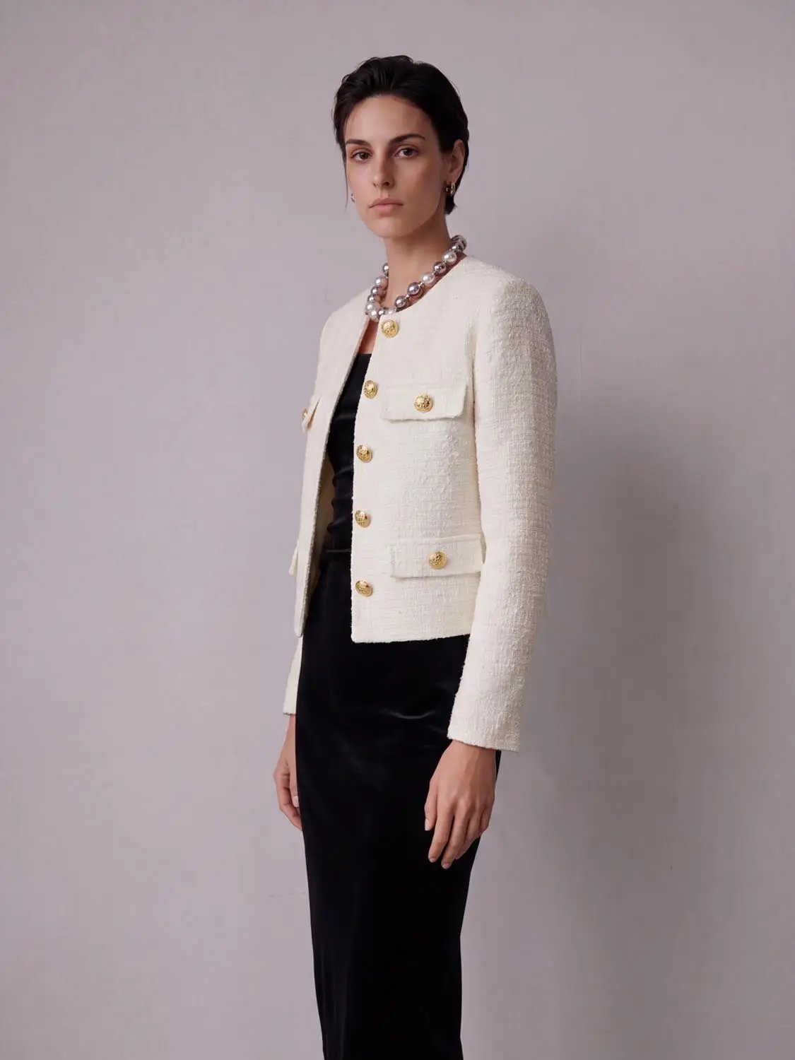 Multi-Pocket Tweed Jacket