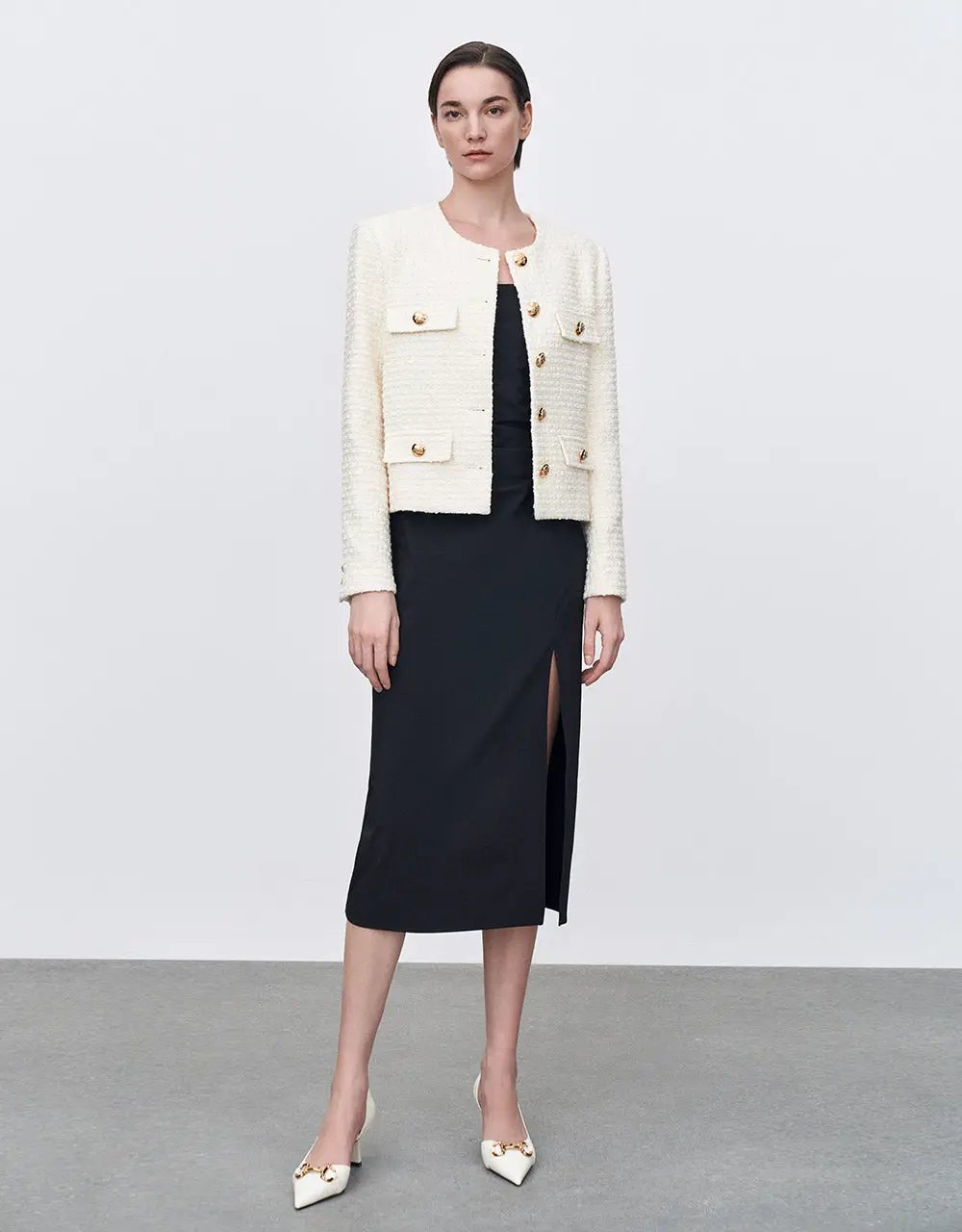 Multi-Pocket Tweed Jacket
